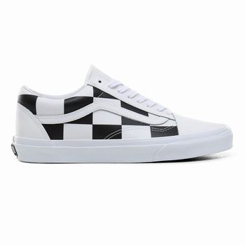 Damske Tenisky Vans Leather Check Old Skool Biele/Čierne VA68ZLMJW